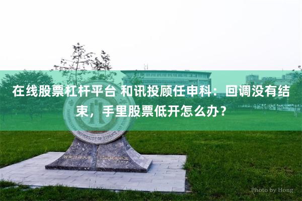 在线股票杠杆平台 和讯投顾任申科：回调没有结束，手里股票低开怎么办？