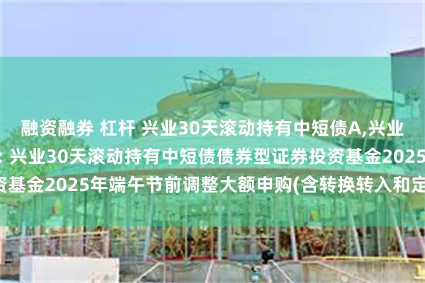融资融券 杠杆 兴业30天滚动持有中短债A,兴业30天滚动持有中短债C: 兴业30天滚动持有中短债债券型证券投资基金2025年端午节前调整大额申购(含转换转入和定期定额投资)公告